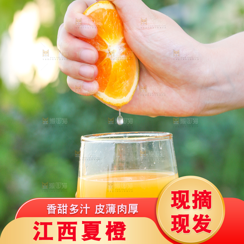 手拿切开的夏橙