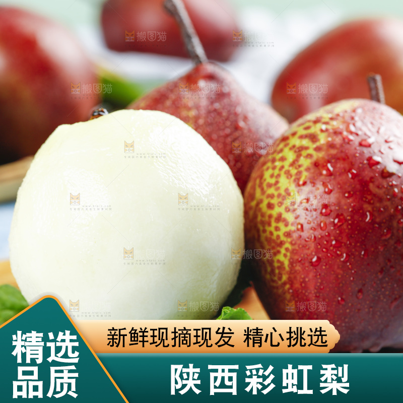 蓝底上的陕西彩虹梨
