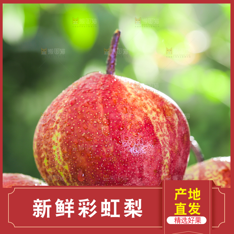 草地上放着一盘彩虹梨