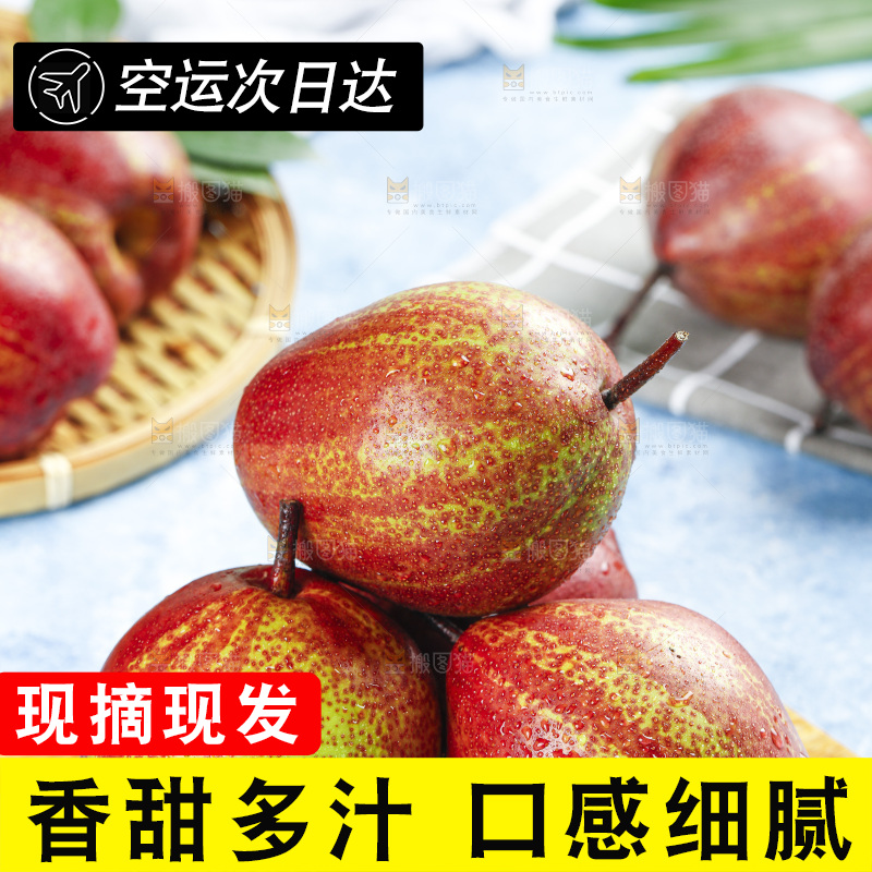 蓝底上的陕西彩虹梨