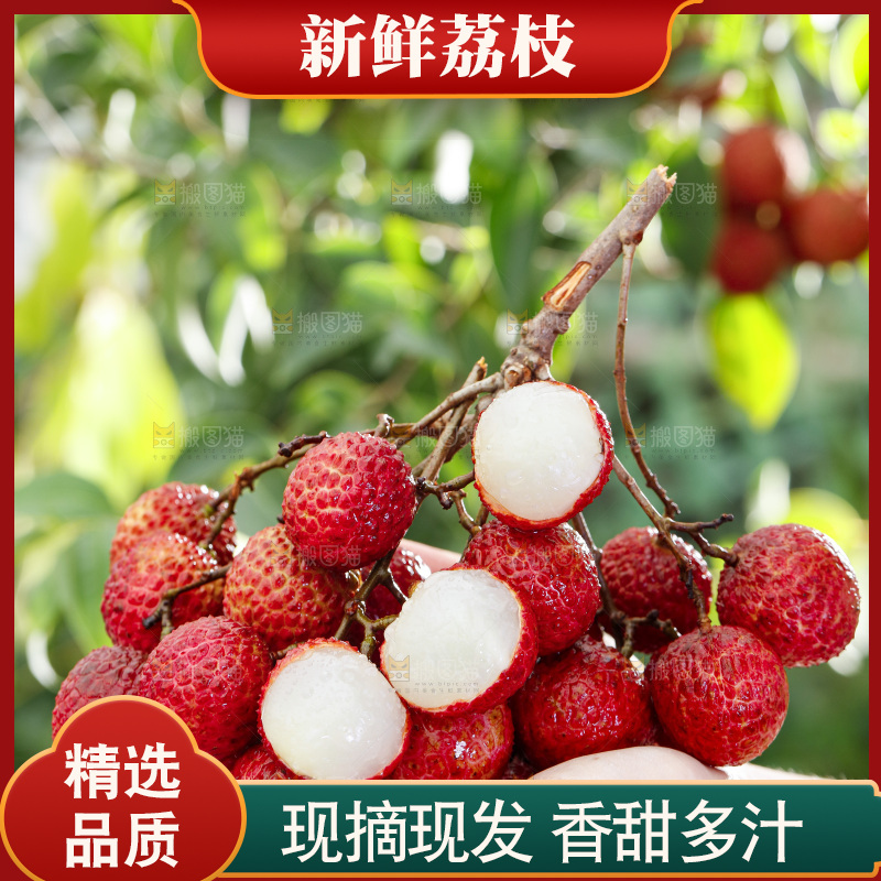 手拿剥皮的荔枝