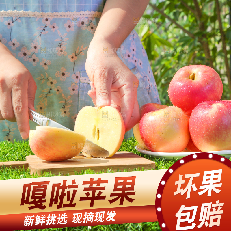 草地上的嘎啦苹果