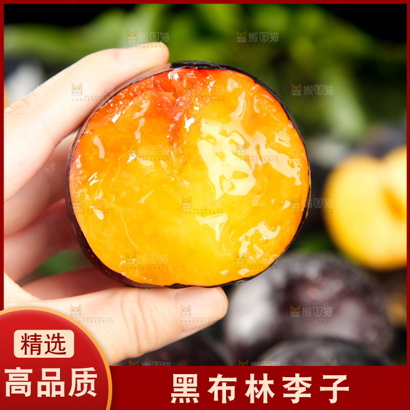 深底上手拿一个黑布林果肉