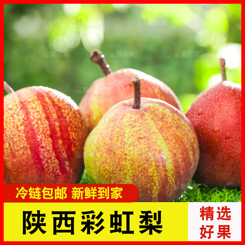 草地上放着早酥红梨子