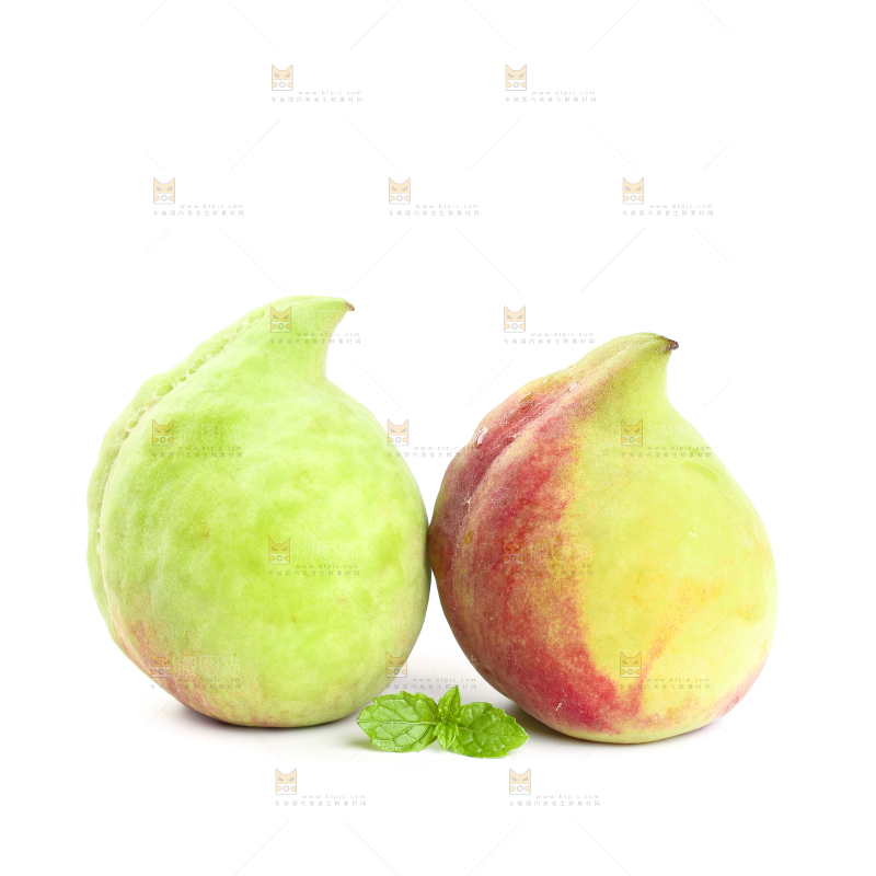 白底上的鹰嘴桃