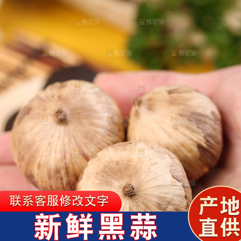 手里拿着黑蒜头