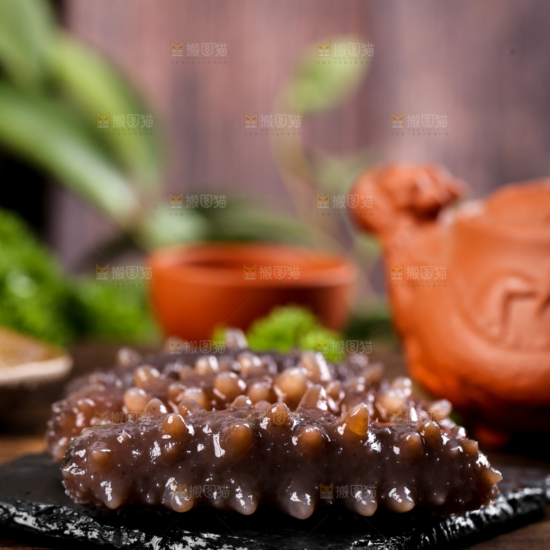 黑石板上的海参