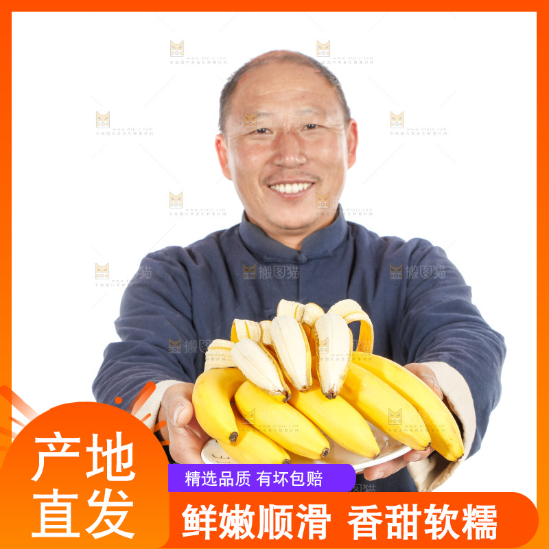 农民手里拿着一串香蕉