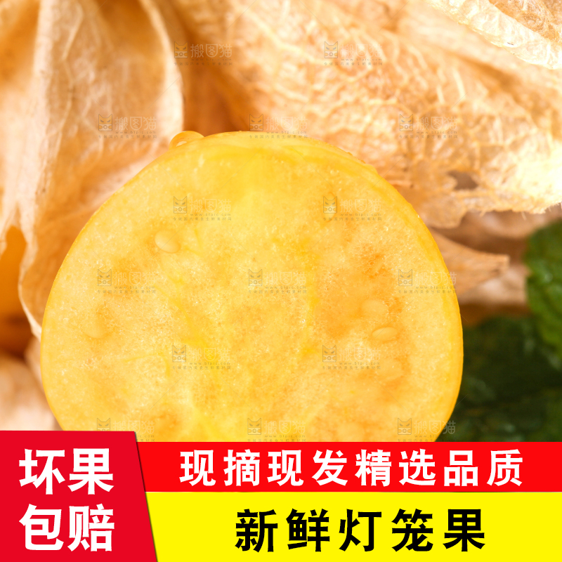 白底上放着灯笼果