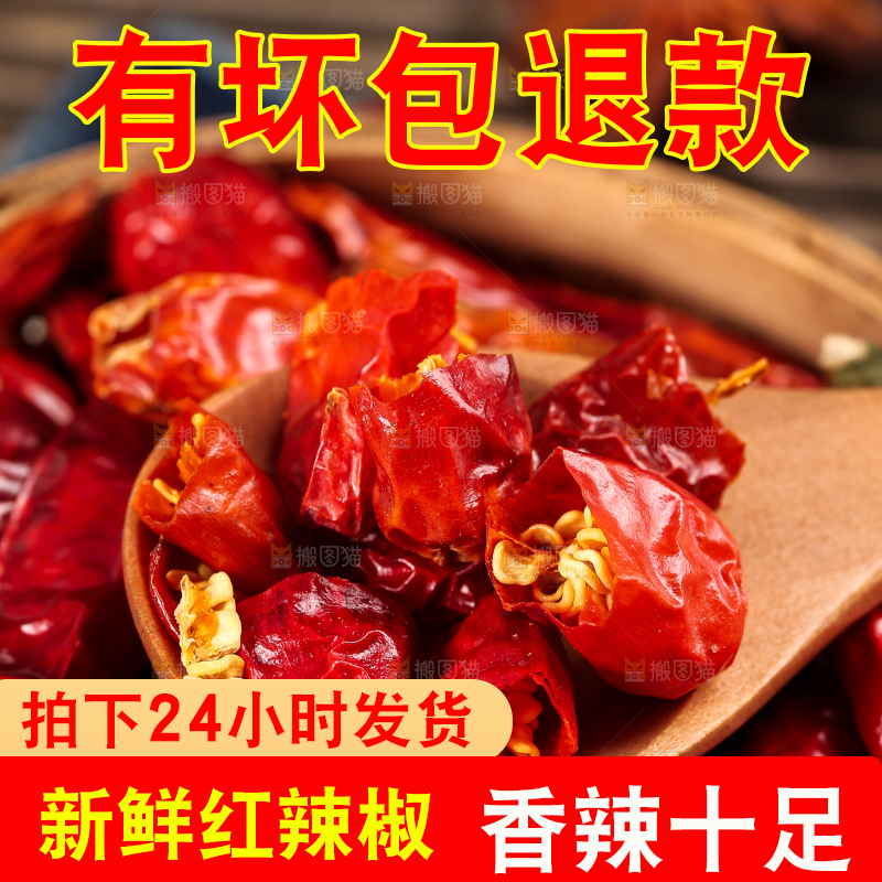 勺子上放着干红辣椒