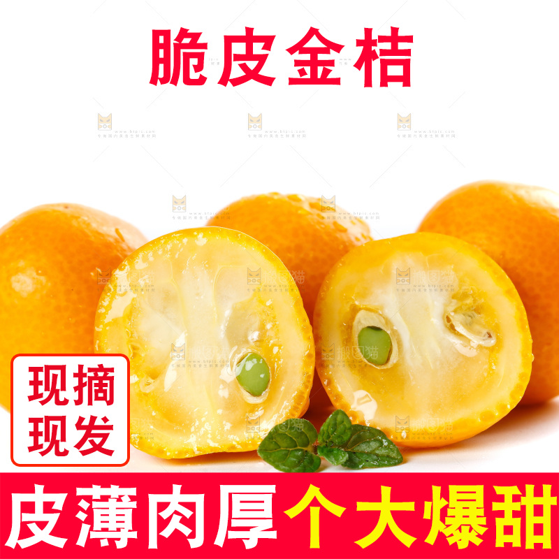 白底上放着小金桔