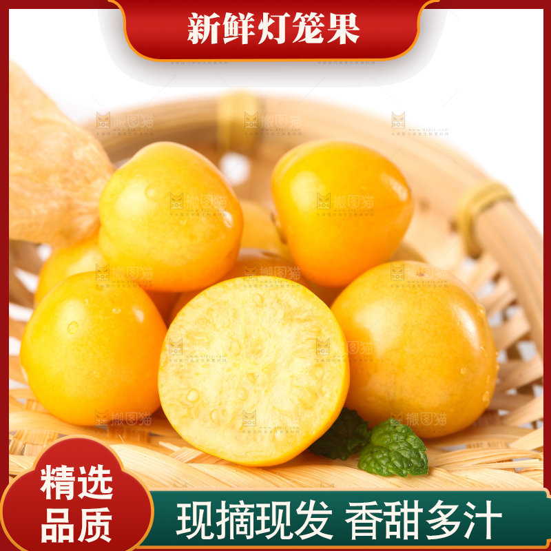竹篮里放着菇娘果