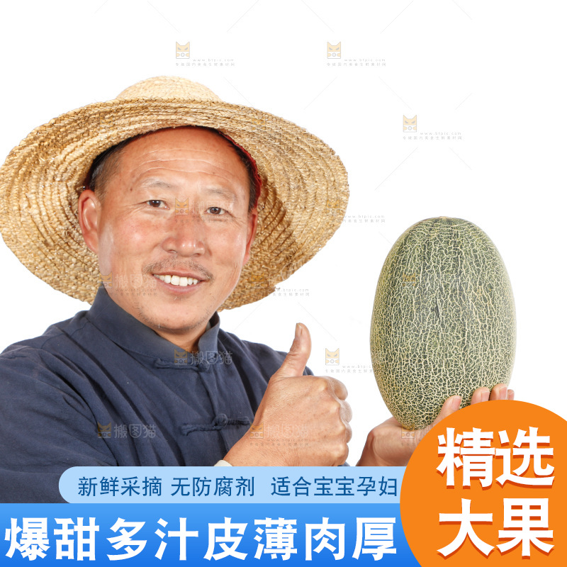 农民手里拿着哈蜜瓜