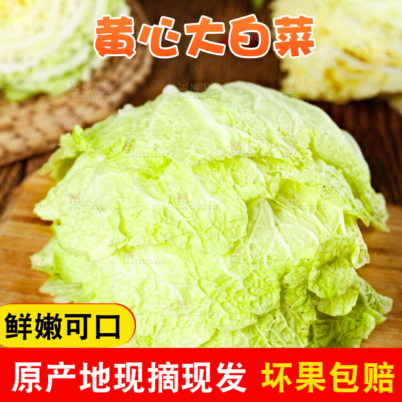 木底上的新鲜大白菜