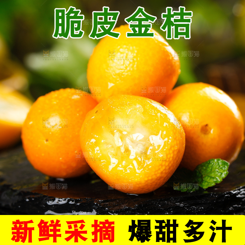 黑底上放着小金桔