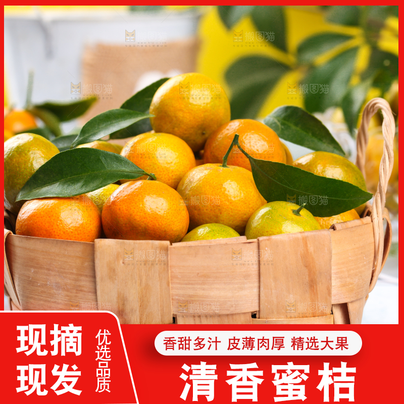 浅底上放着一筐清香蜜桔