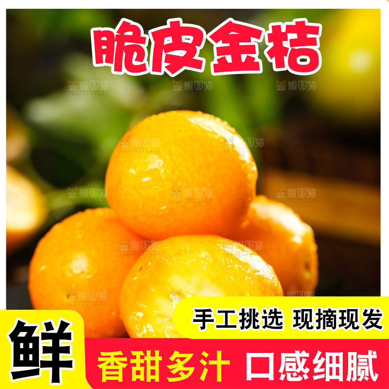 黑底上放着小金桔