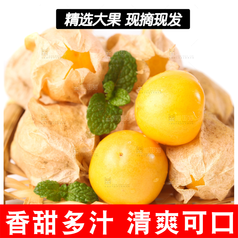 竹篮里放着菇娘果