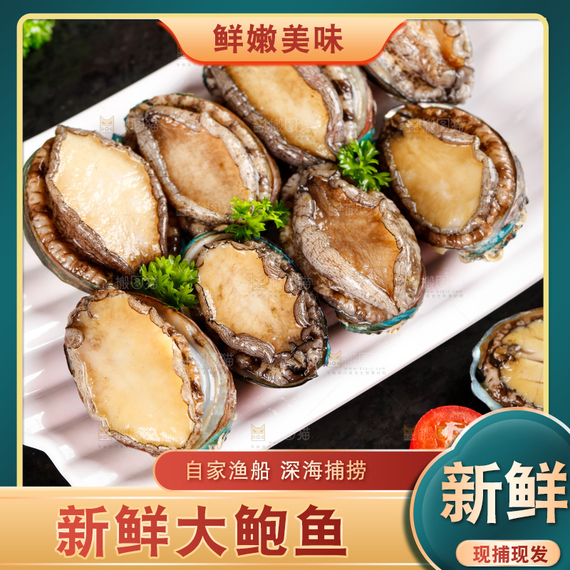 黑底上放着一盘鲍鱼