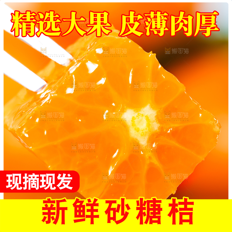 叉子叉着砂糖橘果肉