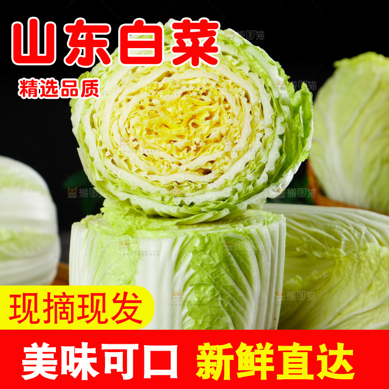 石板上放着切开的大白菜