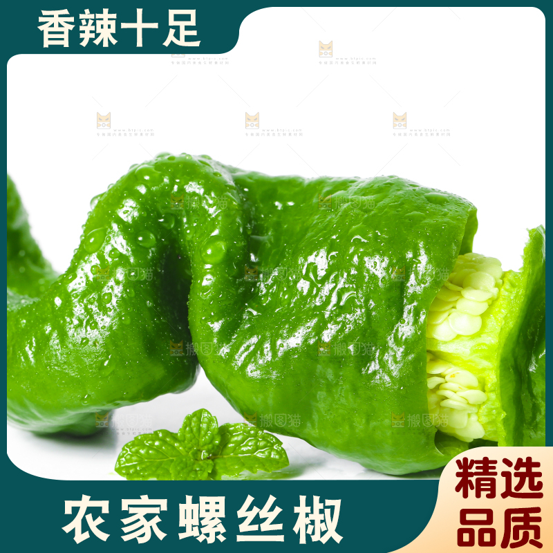 切开的螺丝椒放在白底上