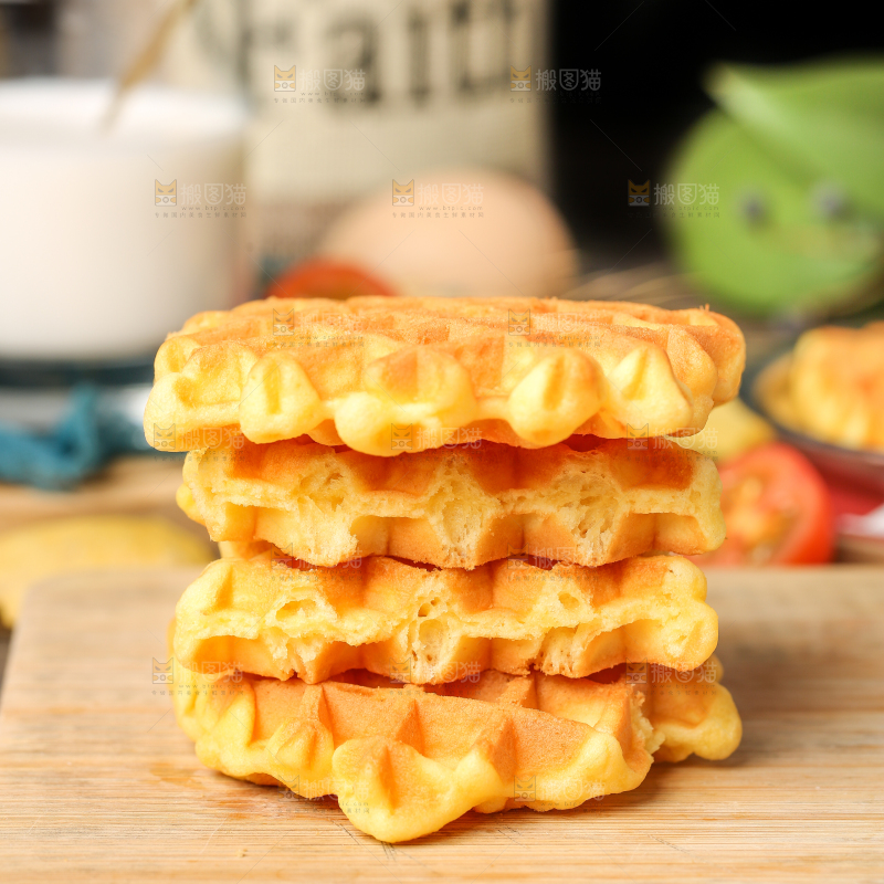 木底上的华夫饼干