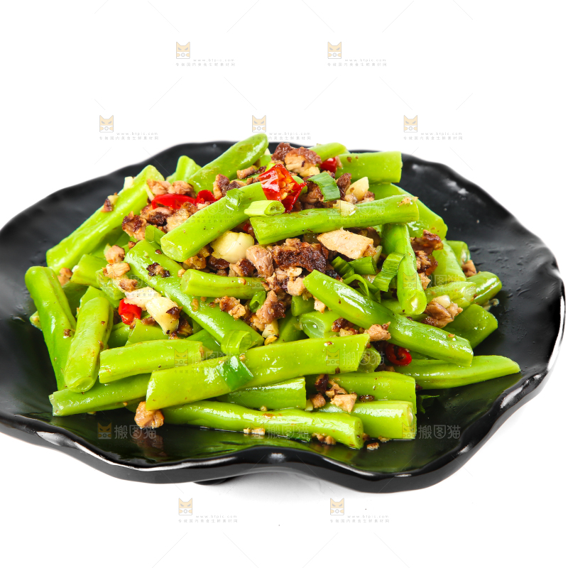 碟子里装着干煸四季豆