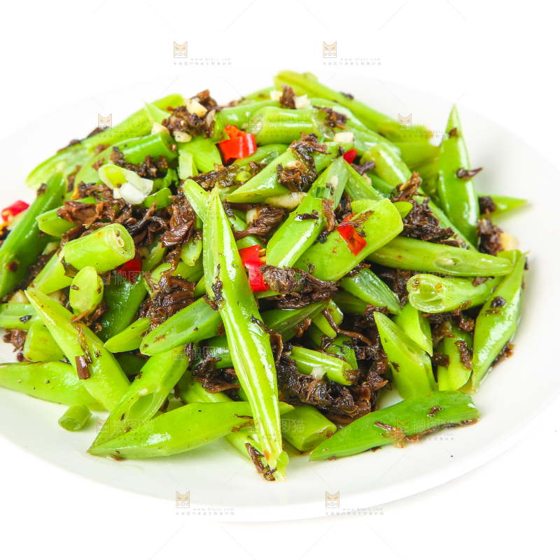 碟子里装着干煸四季豆
