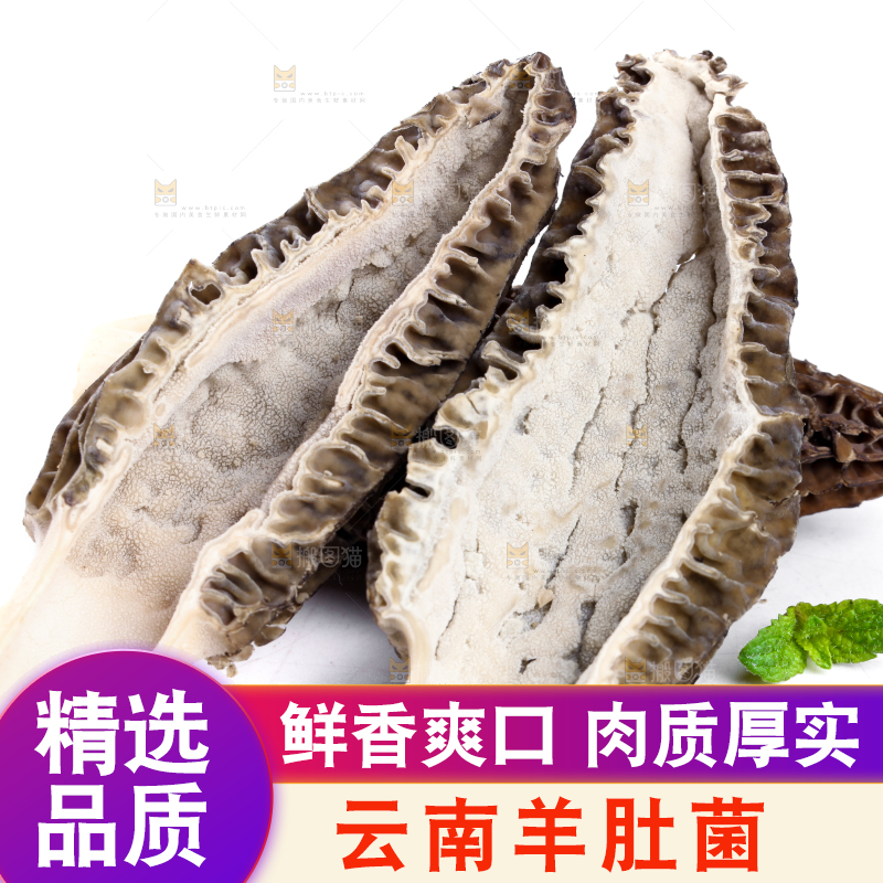 白底上放着羊肚菇