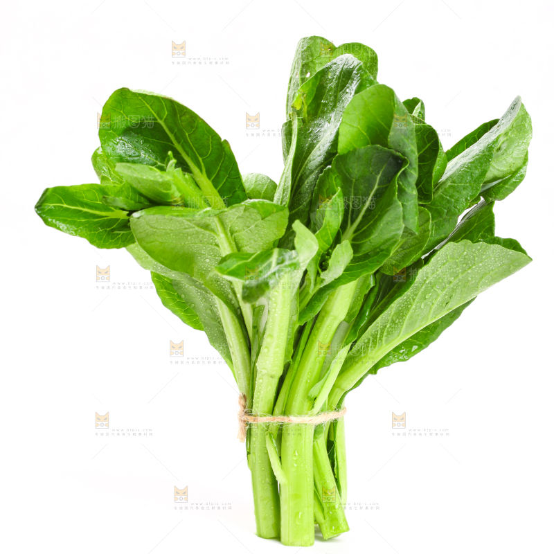 白底上放着菜苔