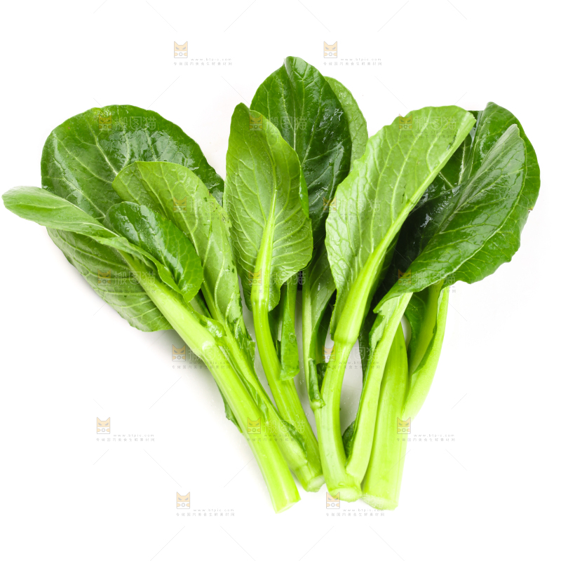 白底上放着菜苔