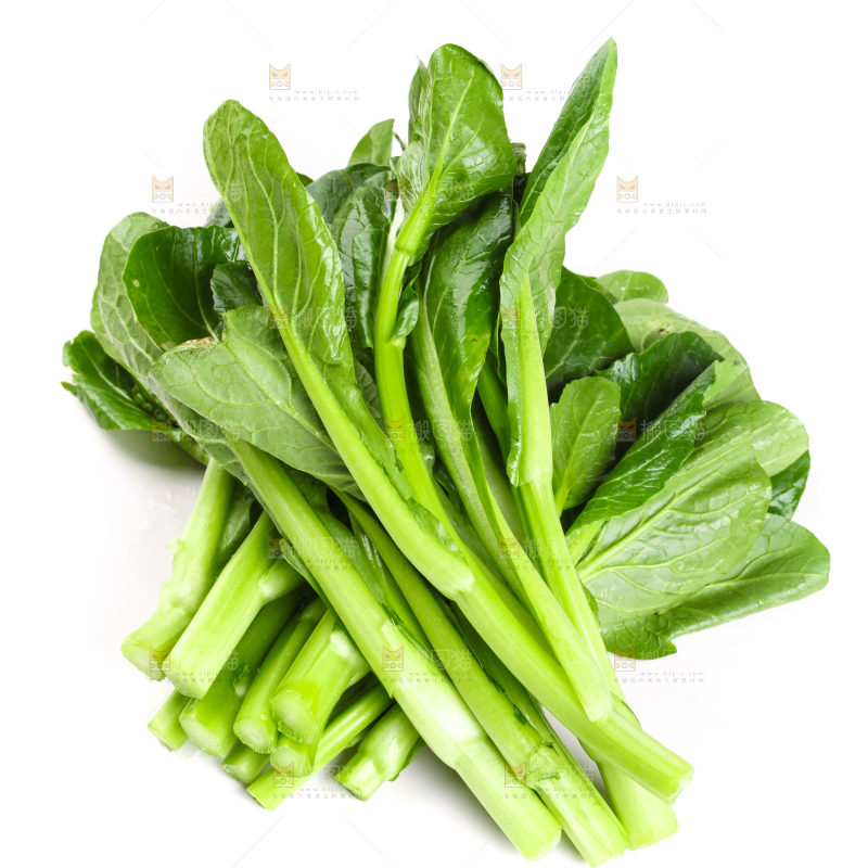 白底上放着菜苔