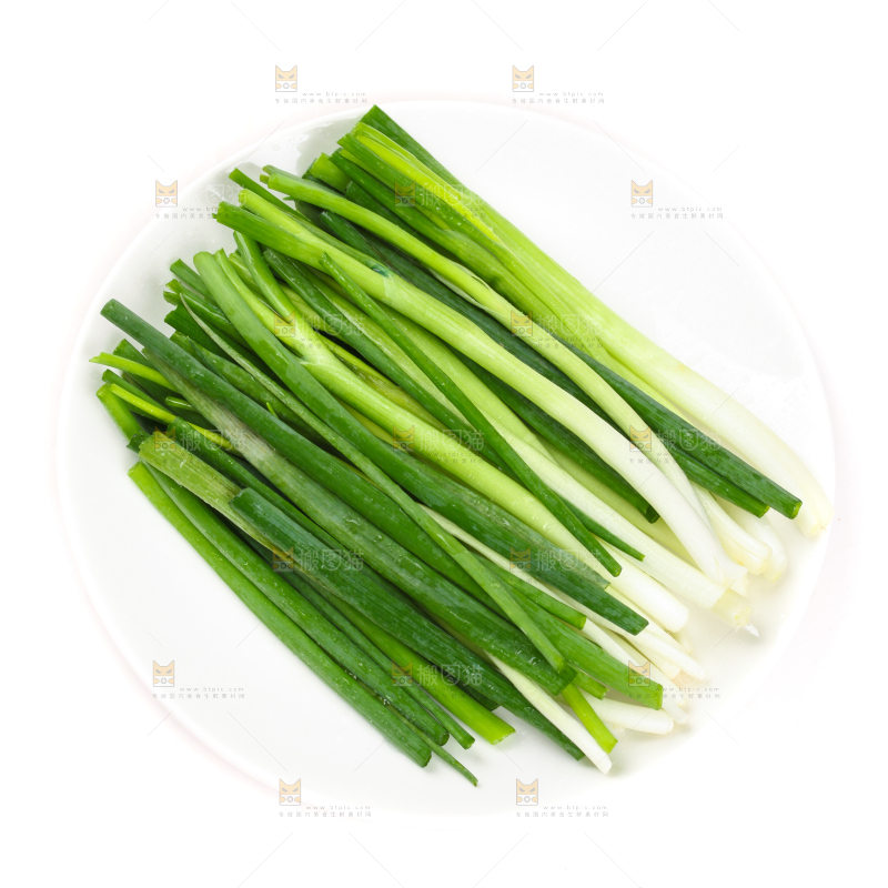 白底上放着小葱
