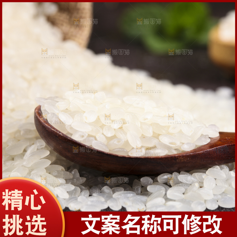 勺子上放着大米