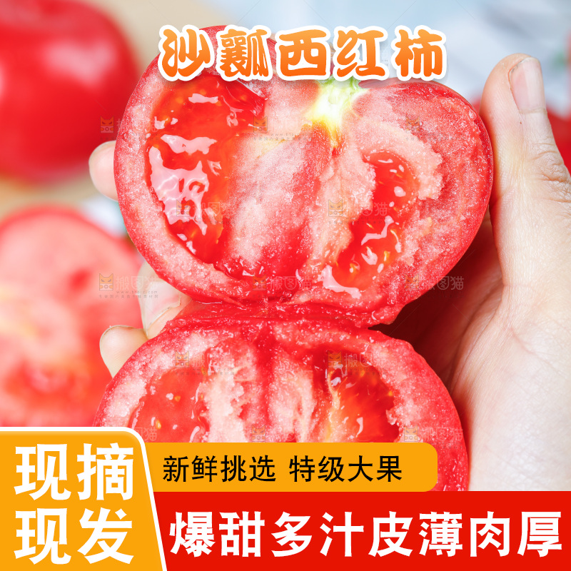 手里拿着沙瓤西红柿