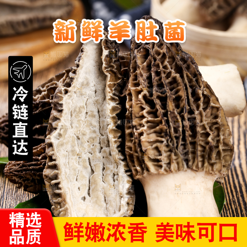 深底上摆放着羊肚菌