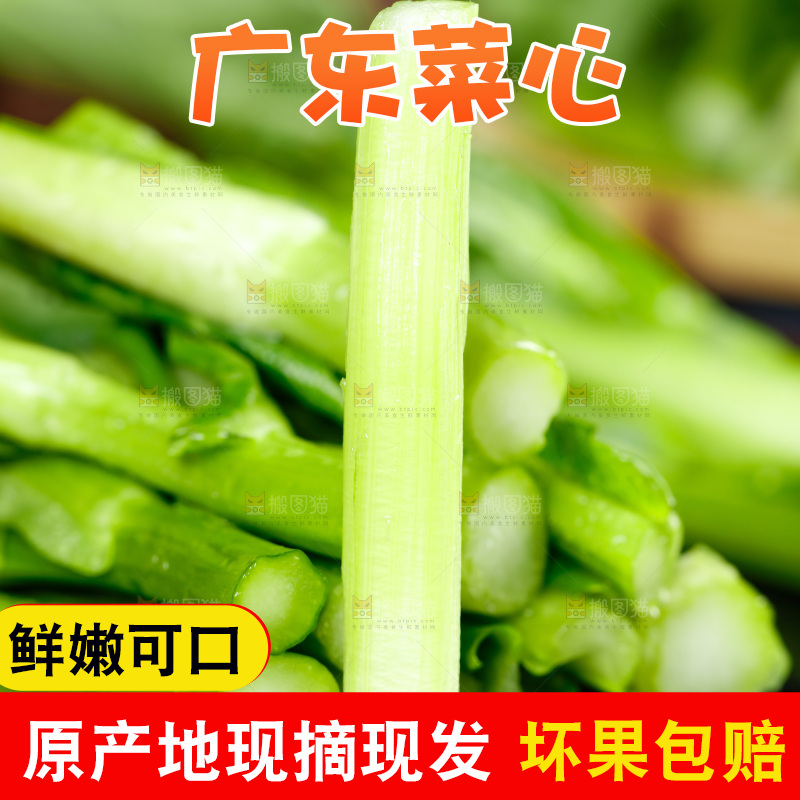木板上放着广东菜心