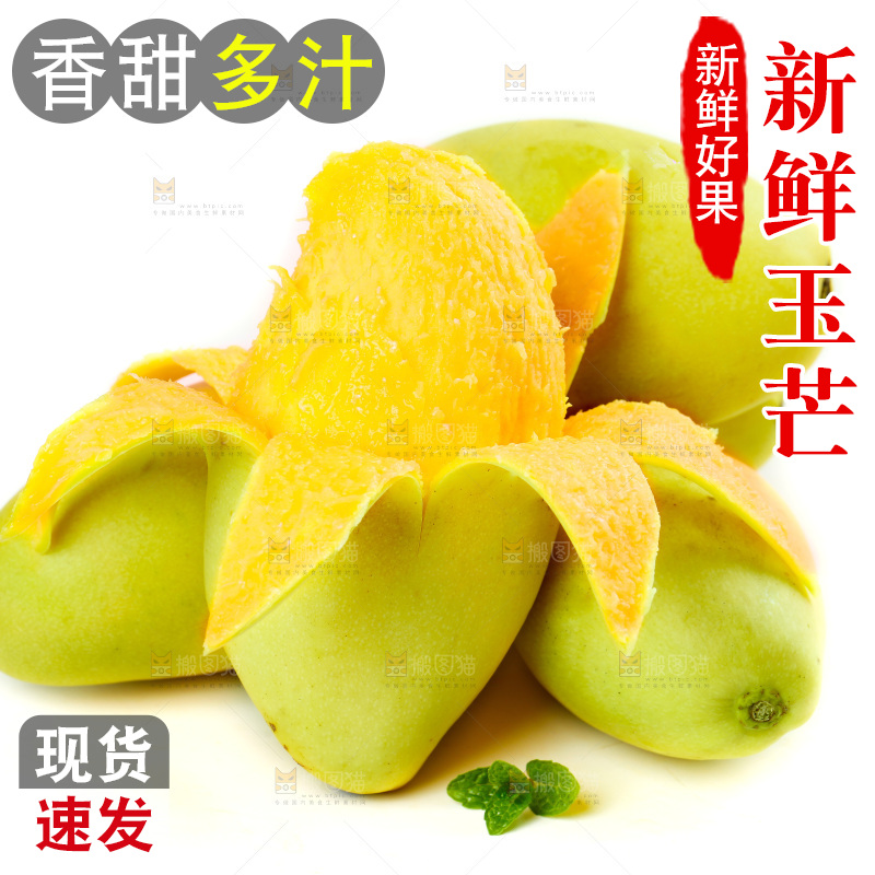 白底上放着芒果