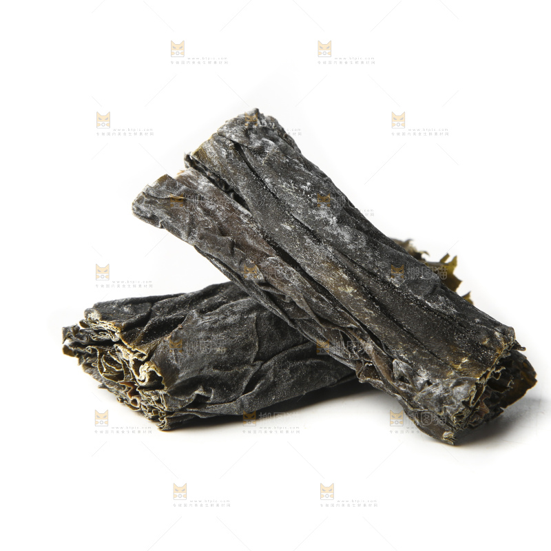 白底上摆放着盐渍干海带