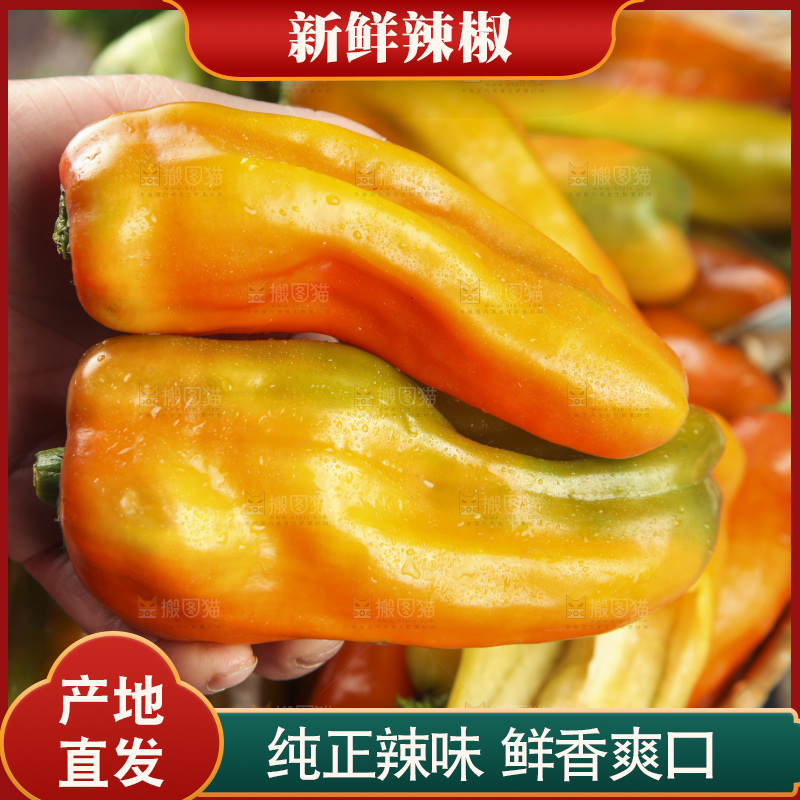 篮子里装着青红辣椒