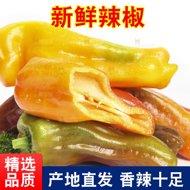 白底上的彩色辣椒