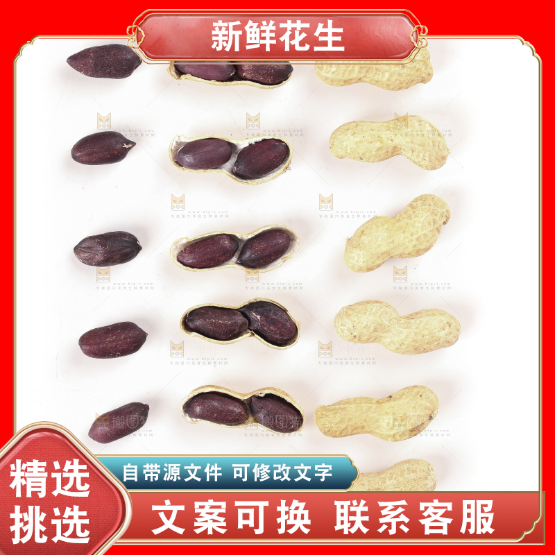 白底上的黑皮花生