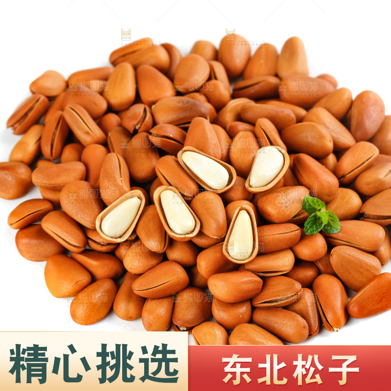 白底上放着巴西松子