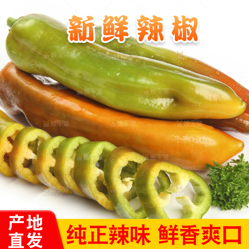 白底上的彩色辣椒