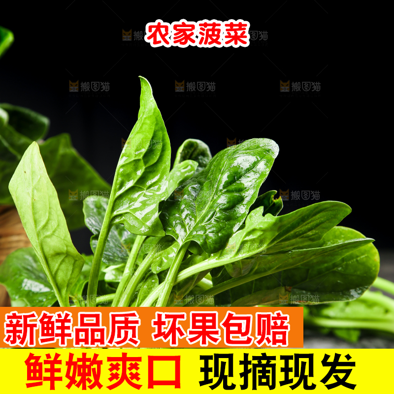 木板上放着绿色菠菜