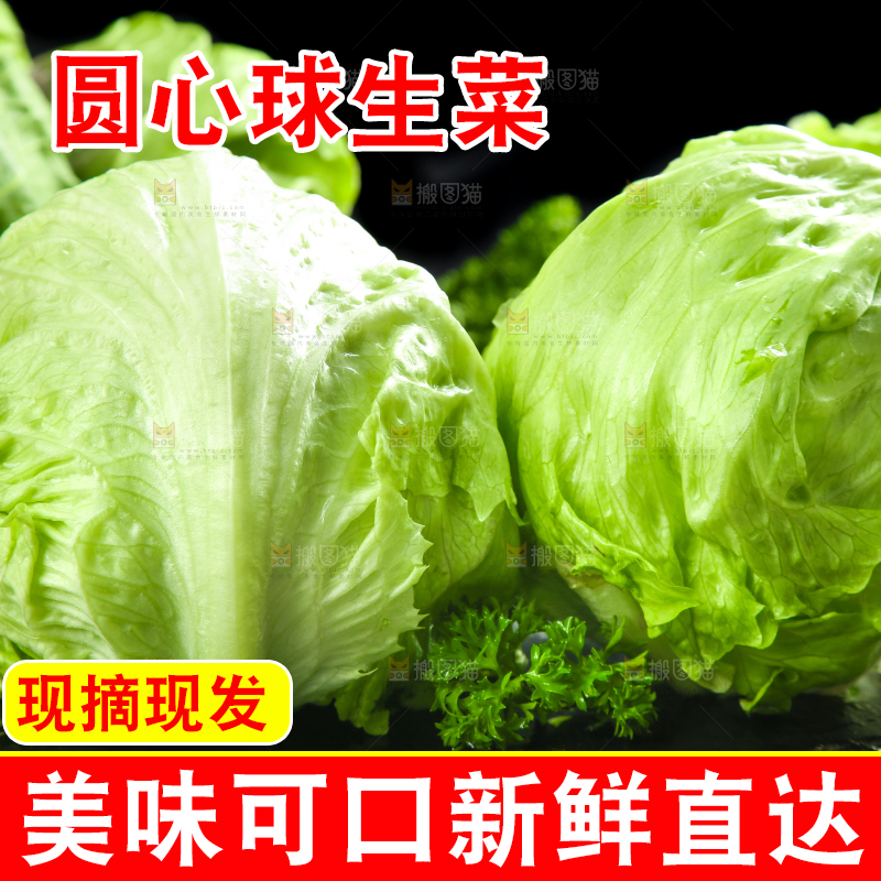 黑石板上放着圆生菜
