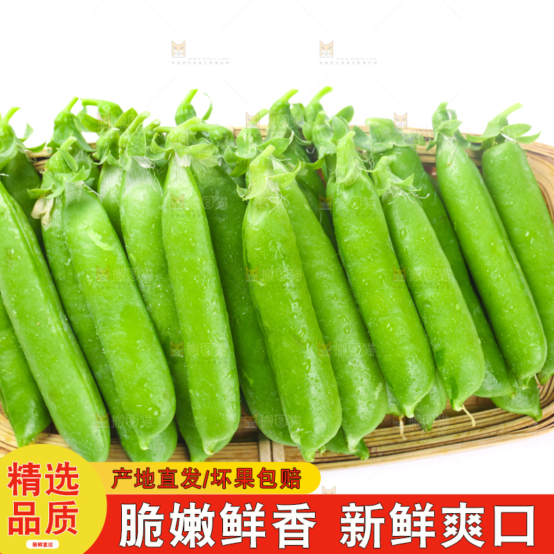 一盘新鲜豌豆放在白底上