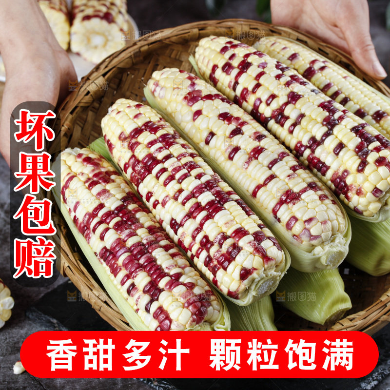 手拿一盘花糯玉米