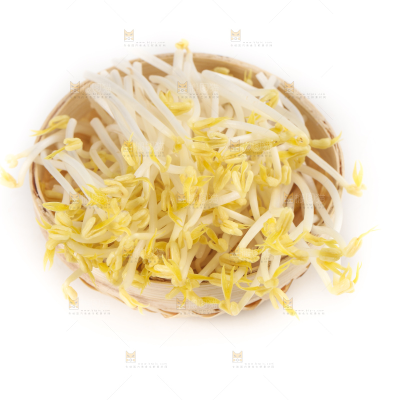 白底上放着绿豆芽